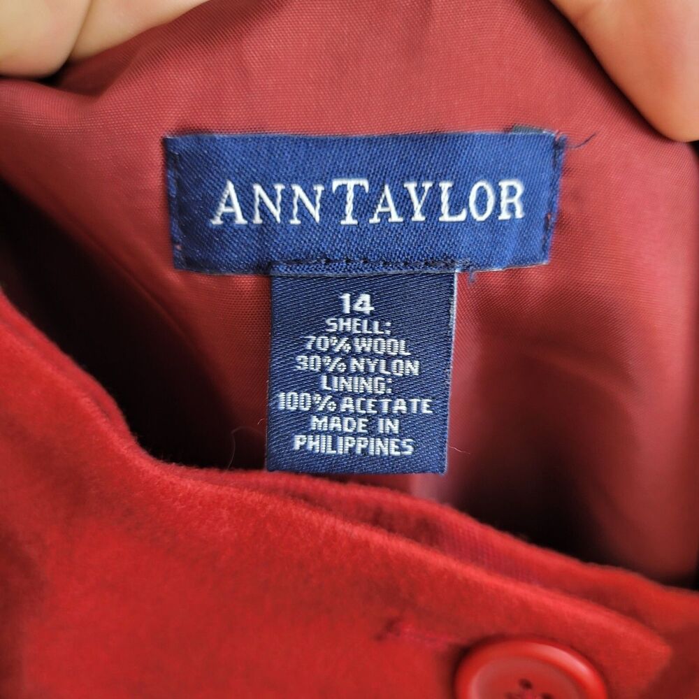 Ann Taylor Red Wool Blend Double Button Wrap Skirt Size 14 Workwear Fall Style - Picture 6 of 6